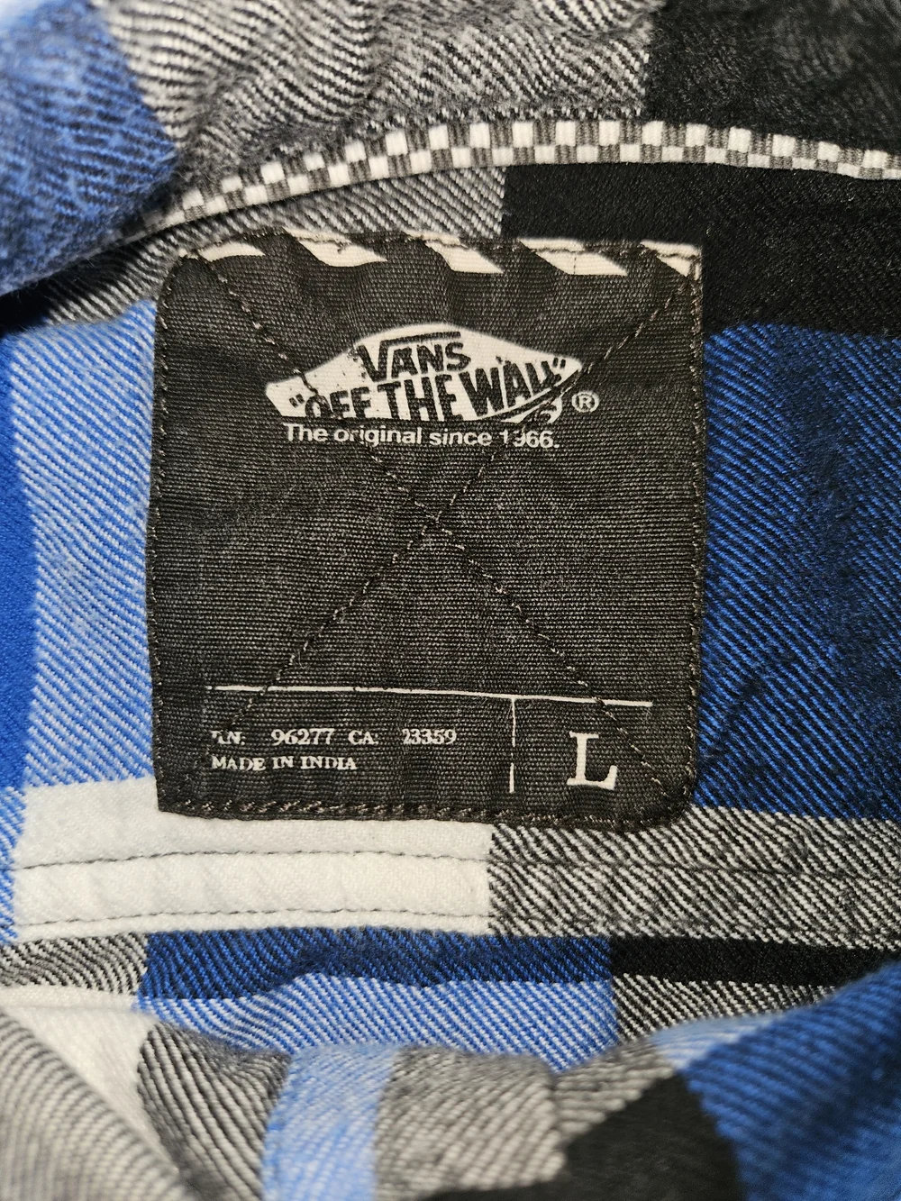 Vans Blue Black White Plaid Button-Up Shirt